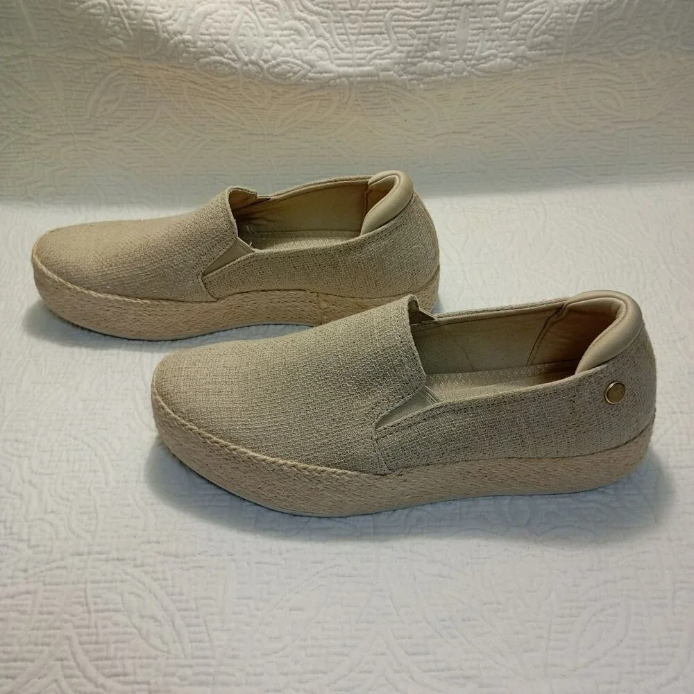 Skechers Martha Stewart Women Slip-On Espadrille Platform Shoes Beige Sz 10